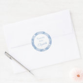Sticker Rond Merci Bleu Blanc Baroque (Enveloppe)