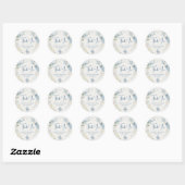 Sticker Rond Merci bleu bleu romantique Mariage floral (Feuille)