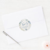 Sticker Rond Merci bleu bleu romantique Mariage floral (Enveloppe)