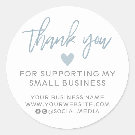 Sticker Rond Merci bleu et blanc moderne (Devant)
