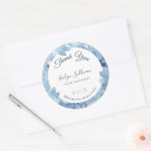 Sticker Rond Merci bleu Hydrangea Fleurs (Enveloppe)