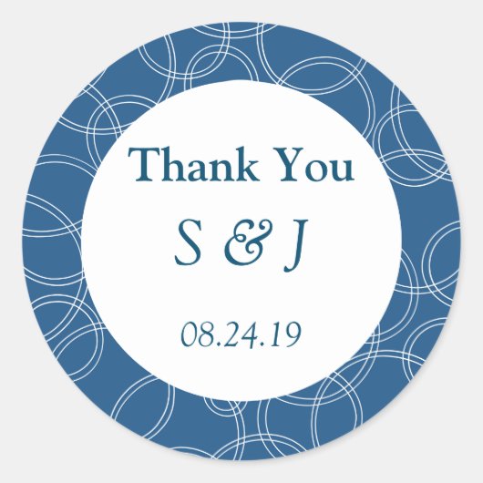 Sticker Rond Merci bleu moderne (Devant)