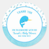 Sticker Rond Merci bleu Narval (Devant)