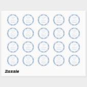 Sticker Rond Merci bleu nommé (Feuille)