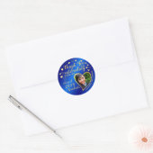 Sticker Rond Merci Bleu & Or 2025 Parti Graduation Favor (Enveloppe)