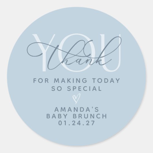 Sticker Rond Merci bleu poussiéreux (Devant)