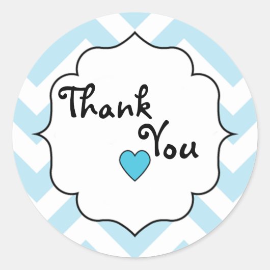 Sticker Rond Merci/Blue Chevron (Devant)