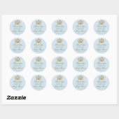 Sticker Rond Merci Blue Prince Gold Baby shower (Feuille)