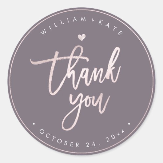 Sticker Rond Merci, Blush Modern Script do-it-yourself Arrière  (Devant)