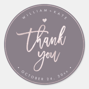 Sticker Rond Merci, Blush Modern Script do-it-yourself Arrière 