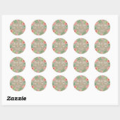Sticker Rond Merci BOHO Bohème Floral Babys Respire Russe (Feuille)