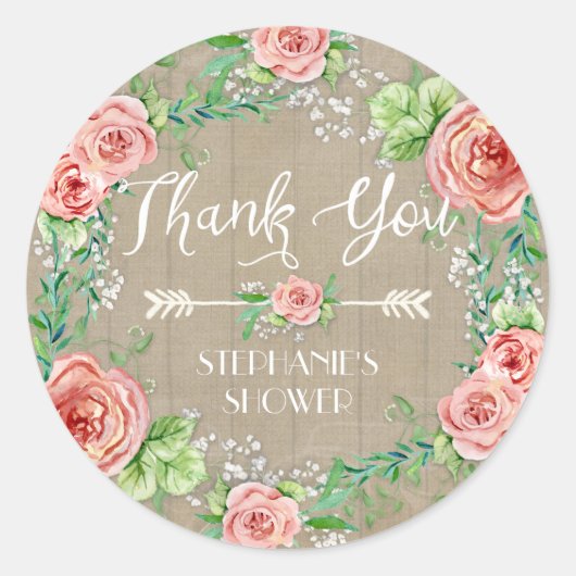 Sticker Rond Merci BOHO Bohème Floral Babys Respire Russe (Devant)