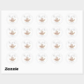 Sticker Rond Merci Boho Botanique Sweet Bear Baby shower (Feuille)