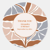 Sticker Rond Merci Boho Chic Fleurs Rétro Mariage (Devant)