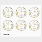 Sticker Rond Merci boho floral automne chic douche nuptiale (Feuille)