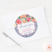 Sticker Rond Merci Bold Florals Citrus Douche Favoriser (Enveloppe)
