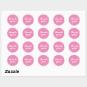 Sticker Rond Merci botanique rose (Feuille)