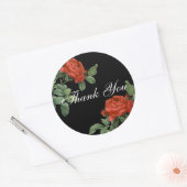 Sticker Rond Merci botanique vintage de Rose rouge (Enveloppe)