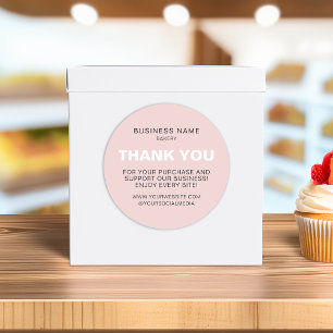 Sticker Rond Merci Boulangerie Minimal Rose Entreprise