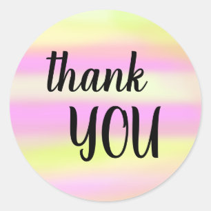 Sticker Rond Merci Bouncy Brush Letting Aquarelle Laver