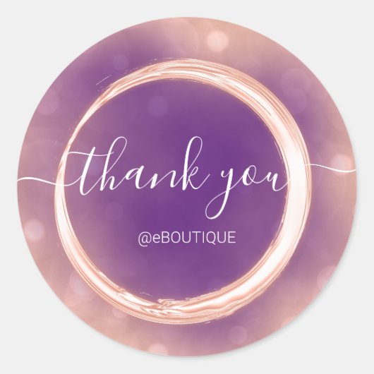 Sticker Rond Merci Boutique Boutique Nom commercial Rose Violet (Devant)