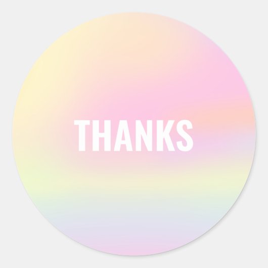 Sticker Rond Merci branché Pastel Rainbow Unicorn Gradient Merc (Devant)