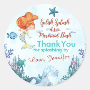 Sticker Rond Merci Brown de sirène de bash de Splish Splash