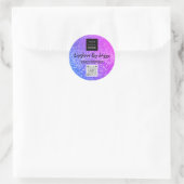 Sticker Rond Merci Business Beauty Rose Bleu QR Code Logo (Sac)