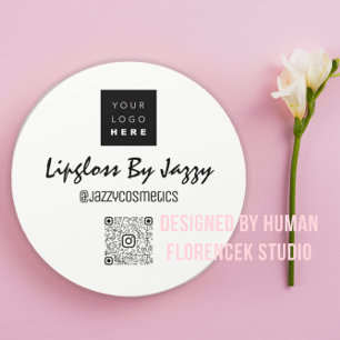 Sticker Rond Merci Business Packaging QR Code Logo Blanc