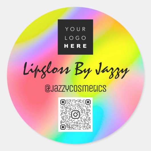 Sticker Rond Merci Business QR Code Logo Arc-en-ciel (Devant)