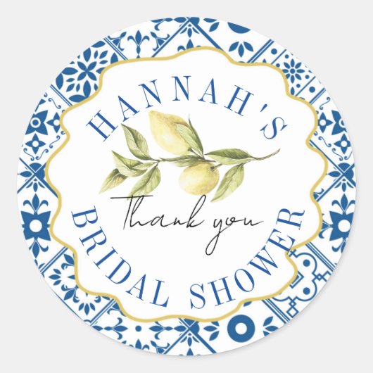 Sticker Rond Merci Cadeau de Mariage Italien Citron  (Devant)