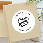 Sticker Rond Merci Calligraphie Script Mariage Faveur