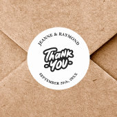 Sticker Rond Merci Calligraphie Script Mariage Faveur