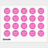 Sticker Rond Merci Calligraphie Script Rose Chaude Bubblegum (Feuille)