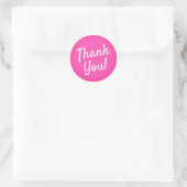Sticker Rond Merci Calligraphie Script Rose Chaude Bubblegum (Sac)