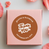 Sticker Rond Merci Calligraphie Terracotta Mariage Faveur