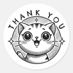 Sticker Rond Merci Cat