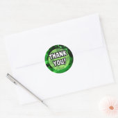 Sticker Rond Merci ! Cercles d'aquarelle verte (Enveloppe)