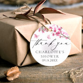 Sticker Rond Merci Cerisier Fleur Papillon Rose