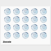 Sticker Rond Merci C'est un garçon Baby shower bleu aquarelle (Feuille)