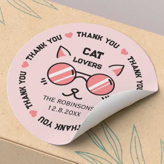 Sticker Rond Merci chat mignon