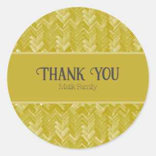 Sticker Rond Merci Chevron Motif Or Vintage Personnaliser