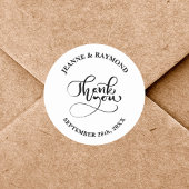 Sticker Rond Merci Chic Calligraphie Blanc Mariage Faveur