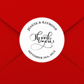 Sticker Rond Merci Chic Calligraphie Blanc Mariage Faveur