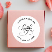 Sticker Rond Merci Chic Calligraphie Blanc Mariage Faveur
