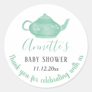 Sticker Rond Merci chic minable du baby shower   de thé