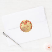 Sticker Rond Merci chinois Mariage rouge cerisier en fleurs (Enveloppe)