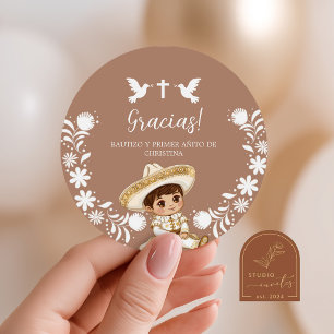Sticker Rond Merci Cielito Lindo Baptême & 1er Anniversaire