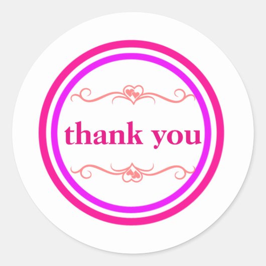 Sticker Rond Merci circulaire bleu rose pourpre (Devant)