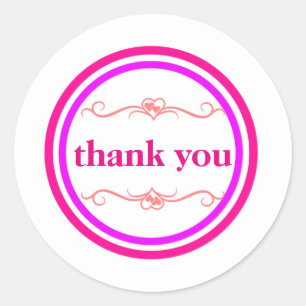 Sticker Rond Merci circulaire bleu rose pourpre